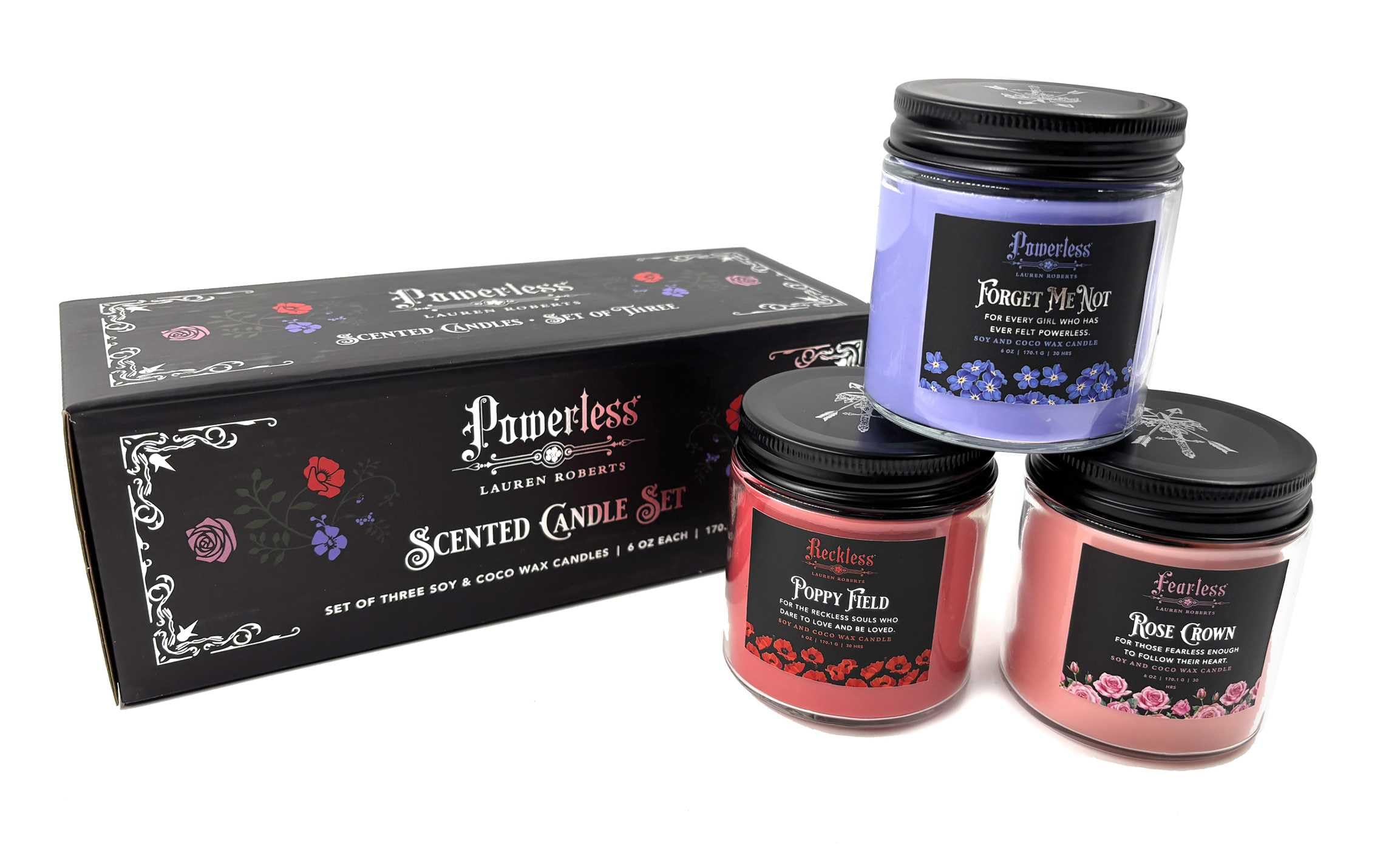 Lauren Roberts: Powerless Trilogy Scented Glass Candle Set (Set of 3)