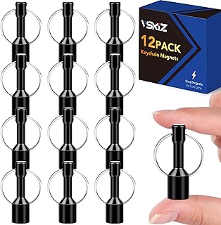 VSKIZ Keychain Magnets, Magnetic Key Chain for Testing Brass, Neodymium Pocket Magnet Key Holders with Strong Magnetic Black Rare Earth, Precious Metal Verifier for Gold & Silver Testing Kit -12 Pack