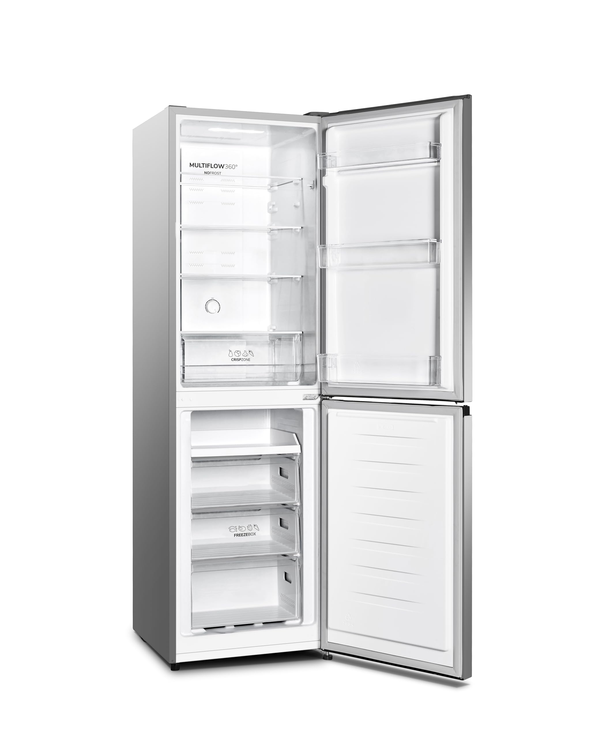 Gorenje NRK418DCS4 Kühl-Gefrier-Kombination, 182cm Höhe, 256 Liter(171L plus 85L), Total NoFrost, CrispZone, Multiflow 360°, Eco-Modus, BxHxT: 55 × 182,4 × 55,7 cm, Silber
