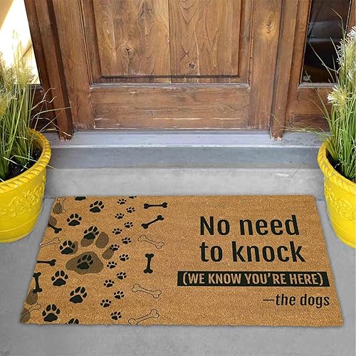 Miniatura 2 de Felpudo personalizado con diseño de huellas de perro con palabras de perro y huellas de pata de hueso, divertido tapete de bienvenida para puerta