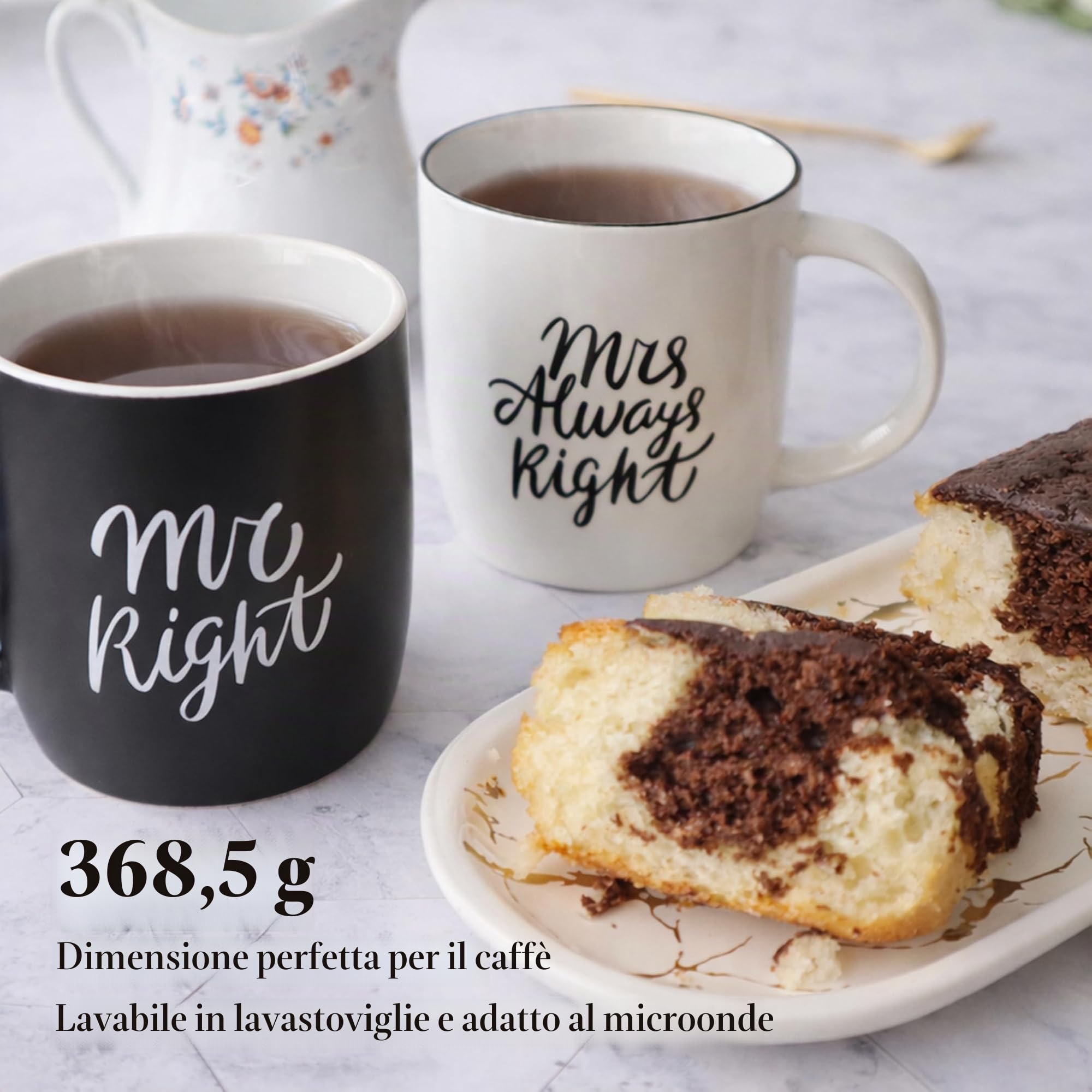 Triple Gifffted Tazza da caffè Mr Right Mrs Always Right, idea regalo per coppie, anniversario di matrimonio, fidanzamento, Natale, lui e lei, sposi, genitori, sposi novelli, addio al nubilato,