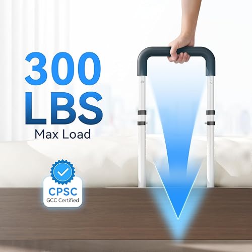 Miniatura 3 de Rieles de cama para adultos mayores, barandilla ajustable con diseño de tubo plano para personas mayores con bolsillo de almacenamiento y asa