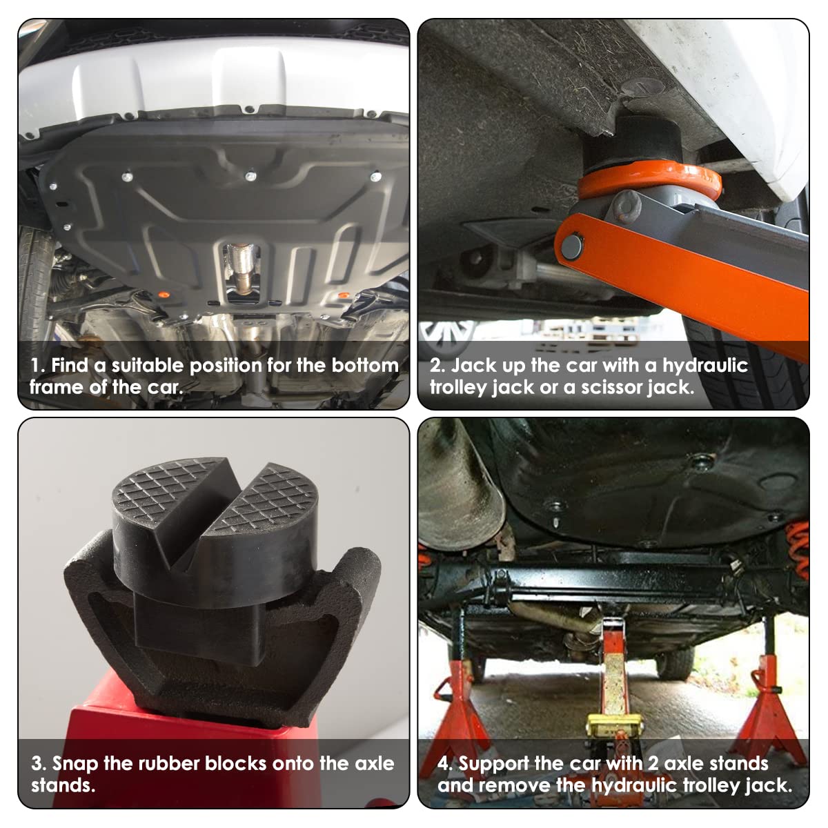 DEDC Wagenheber-Pads, Auto-Hebebühnen, Adapter, Gummi-Pucks, Quetschschweißschutz, Rahmenschienenschutz, Zubehör, 4 Stück
