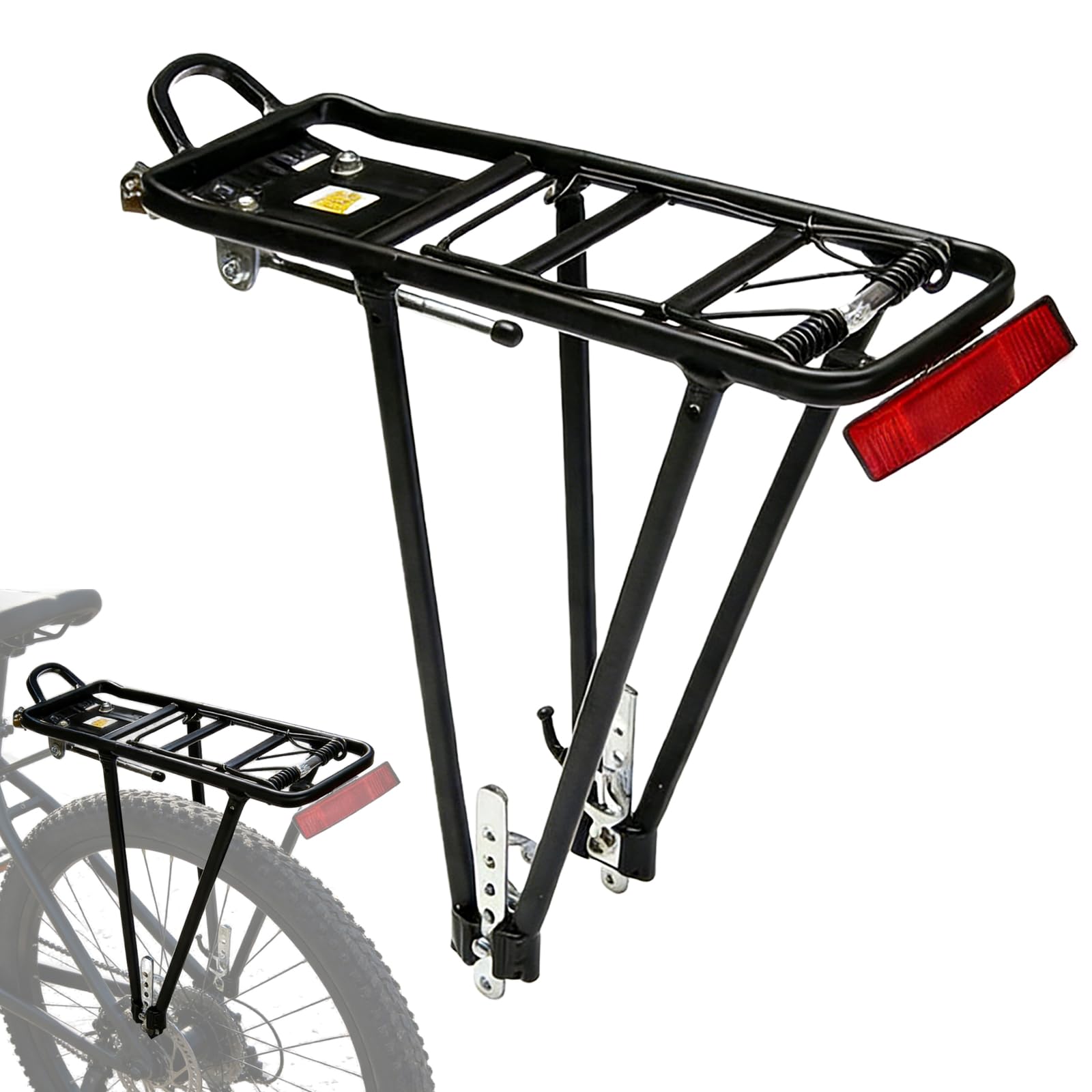 Portapacchi per bicicletta, portapacchi regolabile, per 26 – 29 pollici, portapacchi universale con riflettore, Touring, portapacchi posteriore, lega di alluminio per mountain bike bici da strada