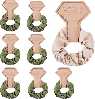 8pcs Bridesmaids Scrunchies, Satin Scrunchies bachelorette scrunchies Bridesmaids Hair Ties Elastic Hair Scrunchies Ponytail Holders for Brides Bridesmaids (White, Matcha Green)