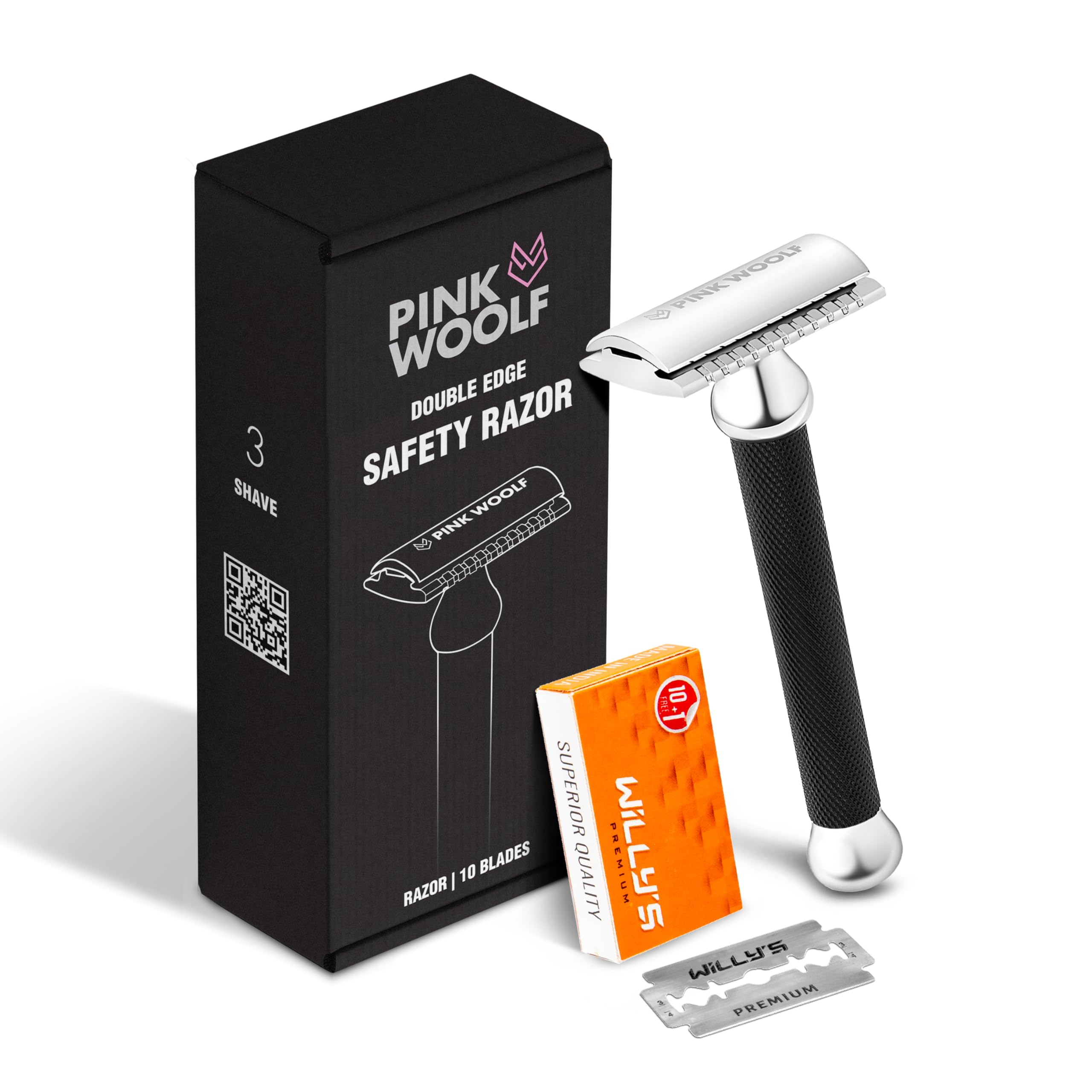 Pink Woolf Double Edge Manual Safety Razor for Men CC87 (Close