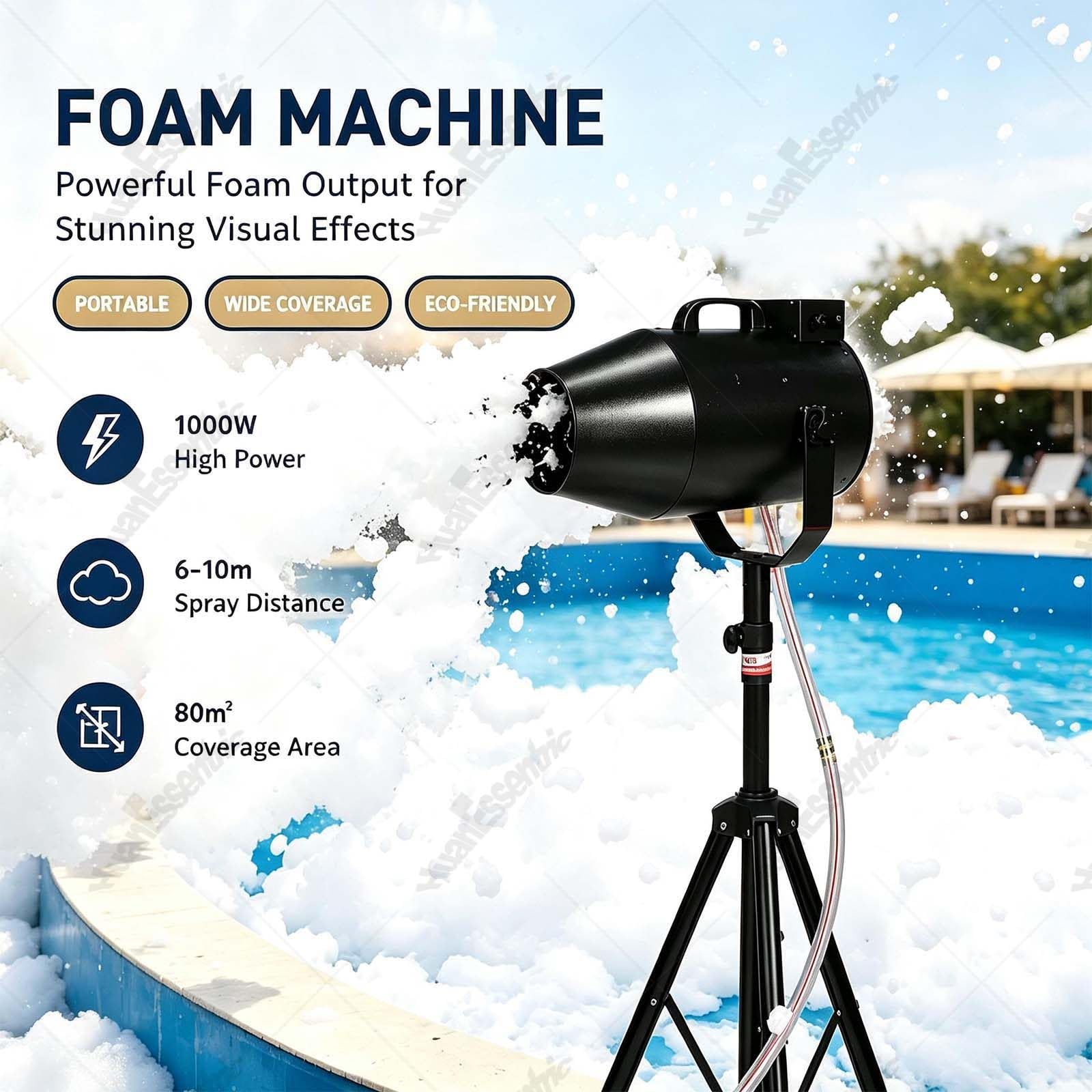 Máquina Espuma Escenarios,Máquina Burbujas con Cañón Espuma | Cañón De Espuma Grande Para Fiestas,1000W,Alcance De 6 a 10 M/80 M²,Ideal Para Eventos En El Patio,Navidad Y Fiestas