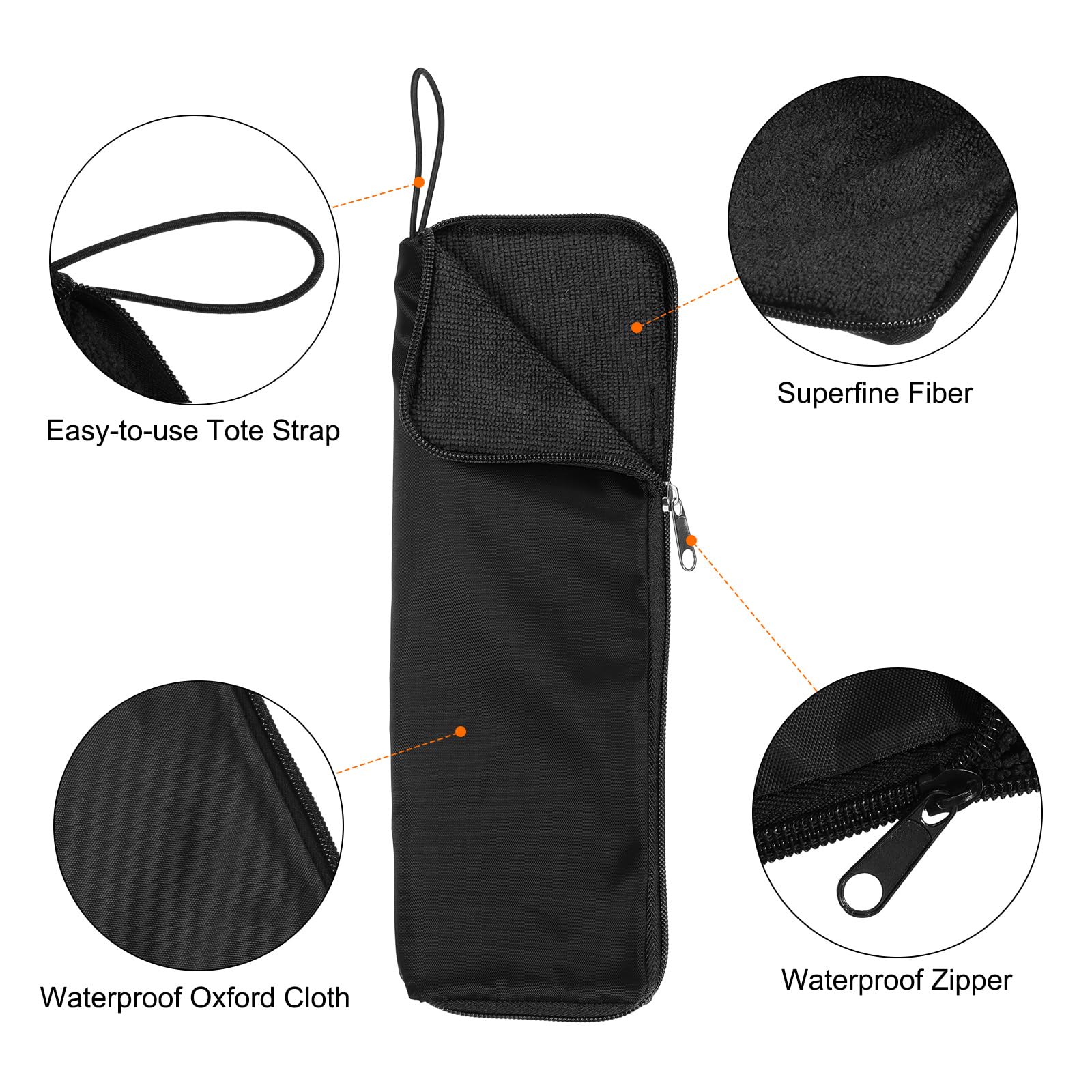 QUARKZMAN Etui na deszczowe parasole 30 x 10 cm Odwracalna osłona na składany parasol z ultralekkiej włókniny, przenośne i wodoodporne etui na podróże, do domu i na zewnątrz, czarne