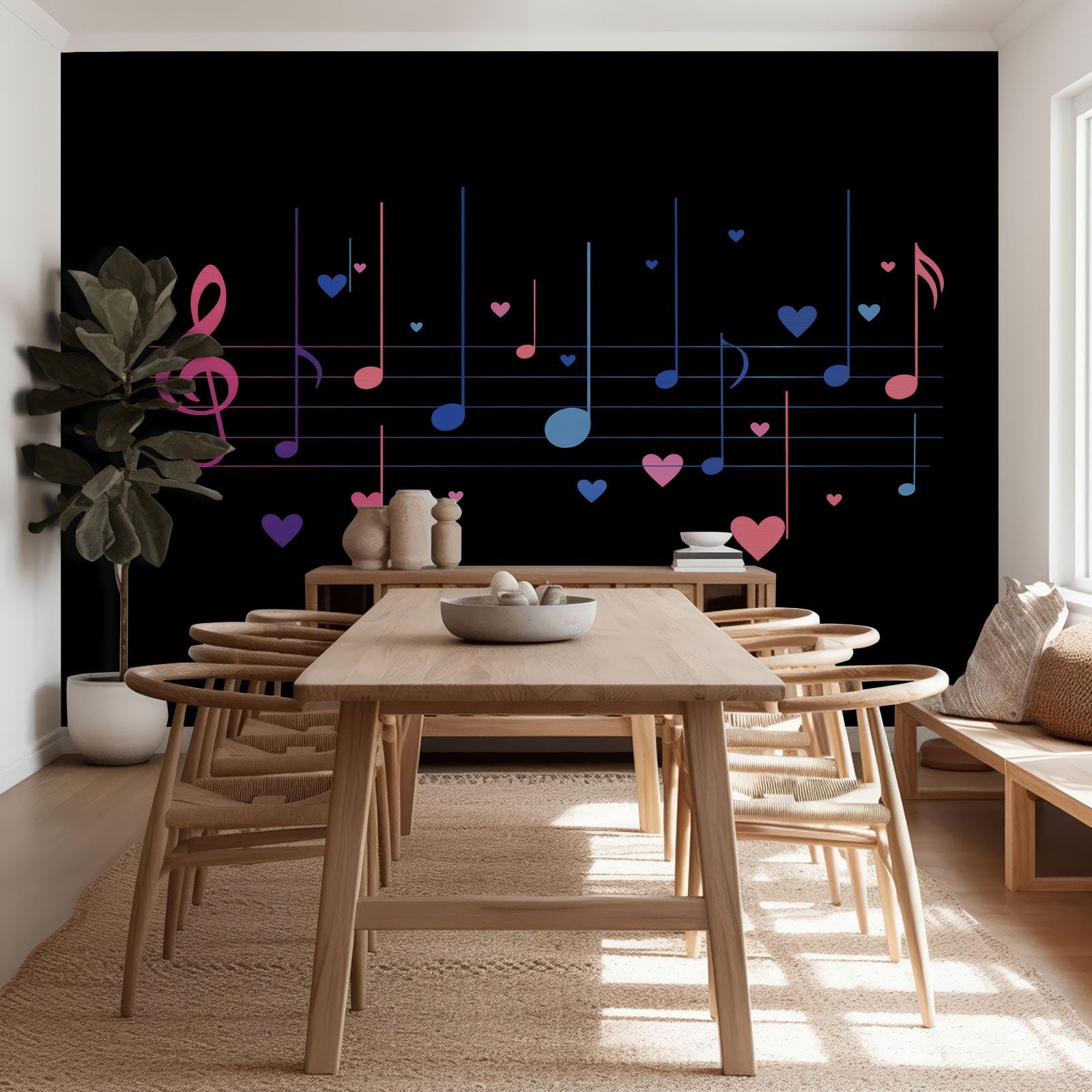 Minimalizm Tapeta Mural 200 x 140 cm Nowoczesna Dekoracja, Muzyka Symbole Serca Projekt Ściany Do Salonu Sypialni Biura Przedpokoju Plakat