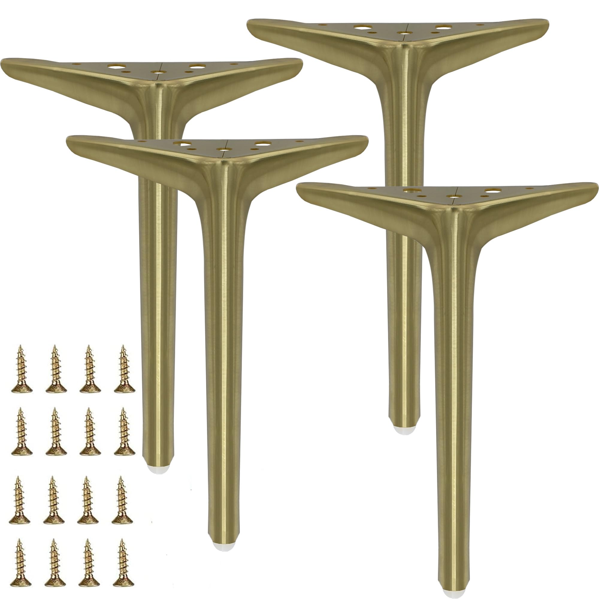Photo 1 of 9.8 inch/25cm Brushed Gold Metal Furniture Legs Set of 4, DIY Replacement for Cabinet Legs, Sofa Legs, Chair Legs 9.8 inch Brushed Gold
