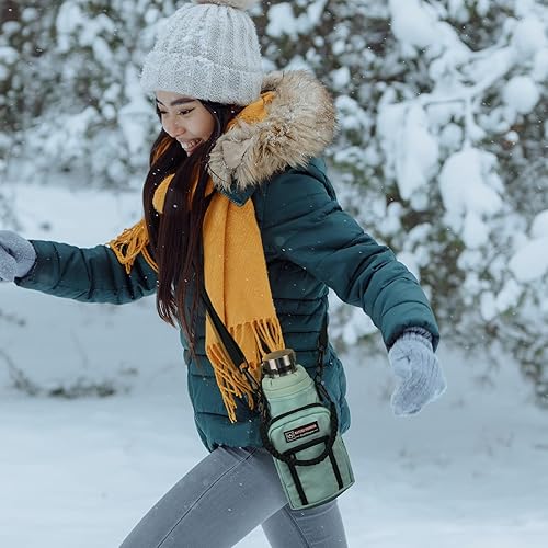 Miniatura 8 de NATURE PIONEOR Soporte aislado de neopreno para botella de agua con correa para el hombro para botellas de agua deportivas de 253240 onzas, funda de