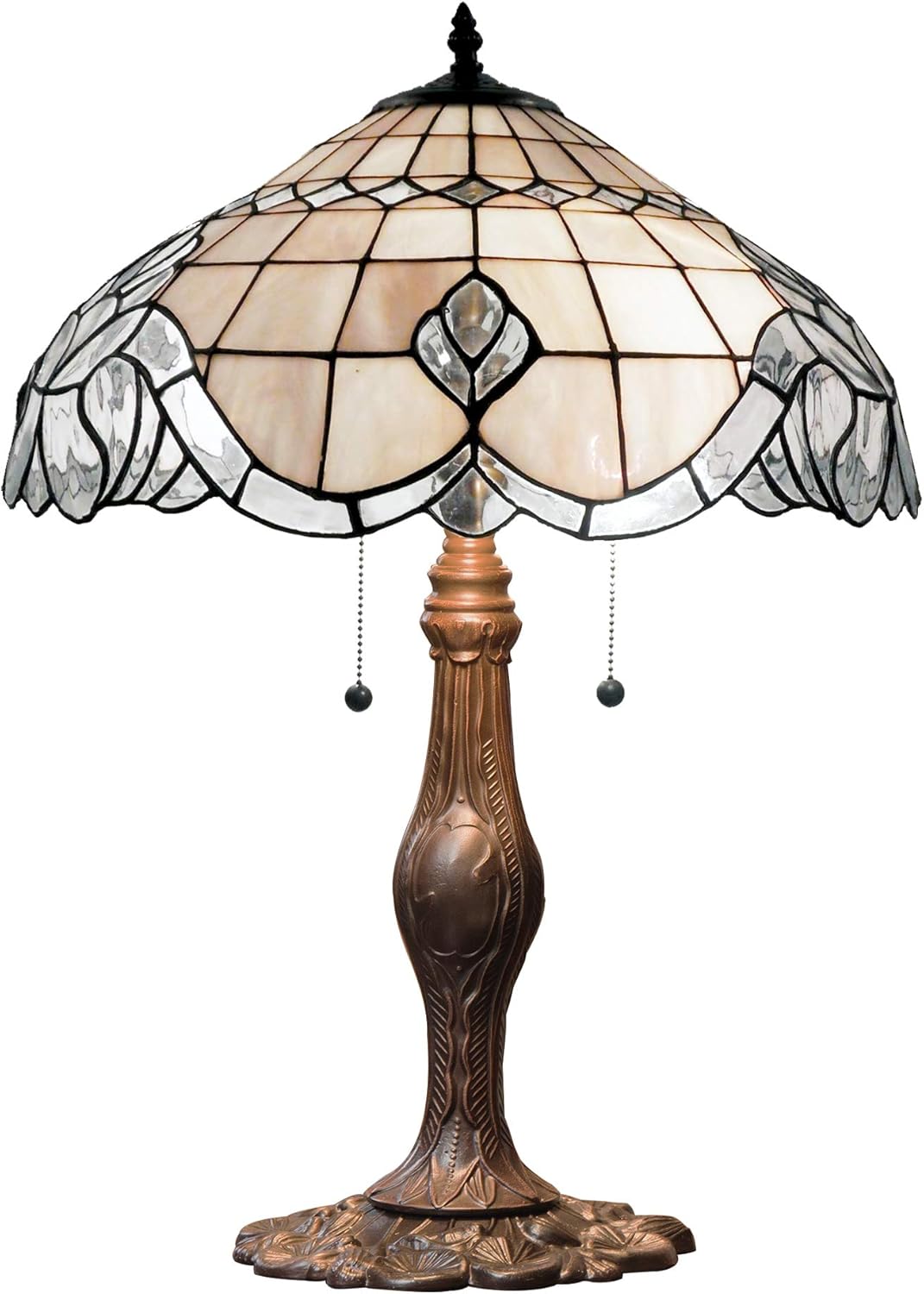 Tiffany-Style Pearl White Baroque Table Lamp