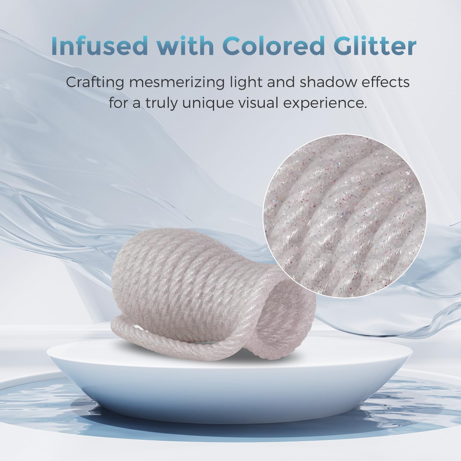 FLASHFORGE Filamento PLA da 1,75 mm scintillante trasparente per stampante 3D con glitter colorati, bobina da 1 kg, precisione di misura +/- 0,02 mm, filamento di stampa 3D brillante per una finitura