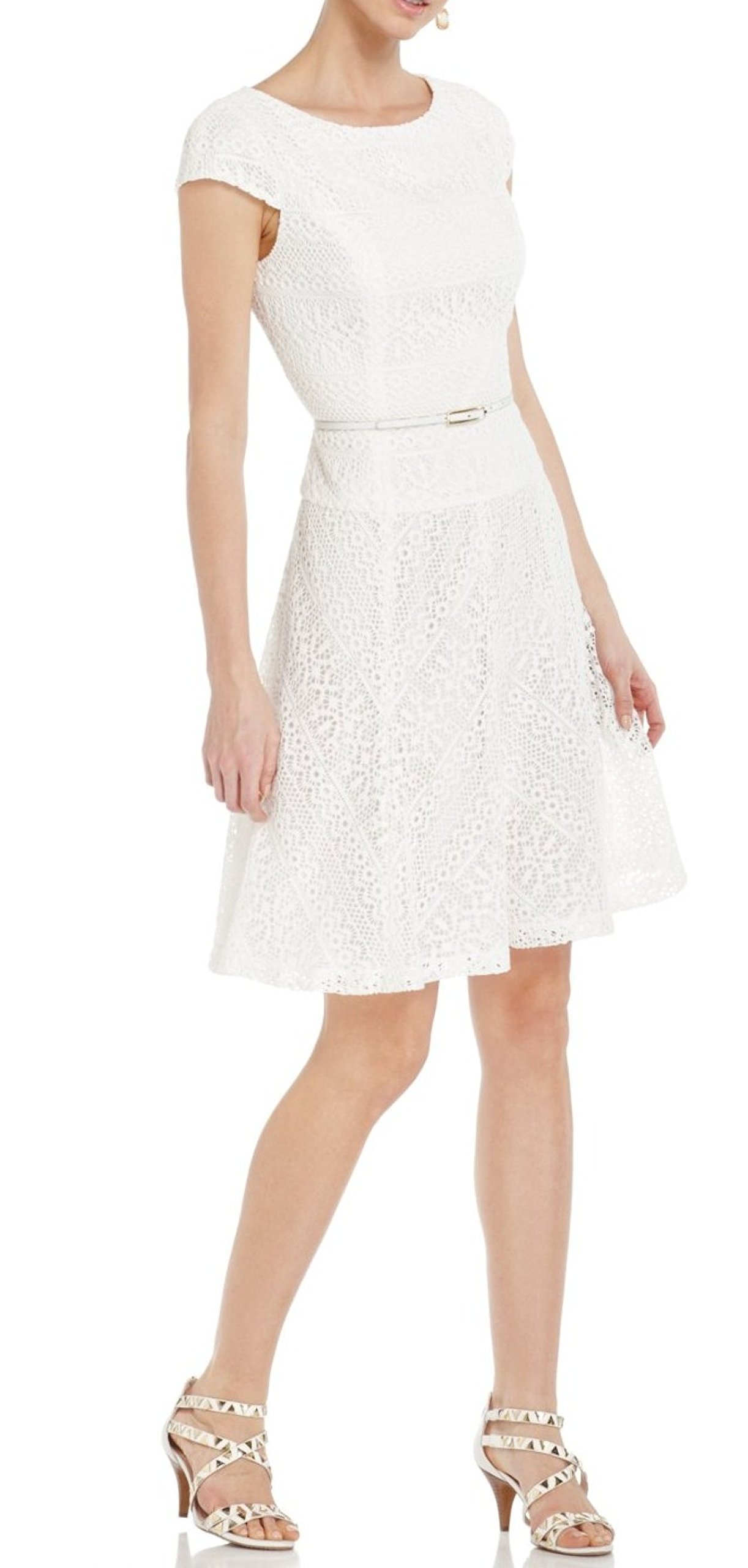 Anne Klein Women's Chantilly-Lace Banded Swing Dress