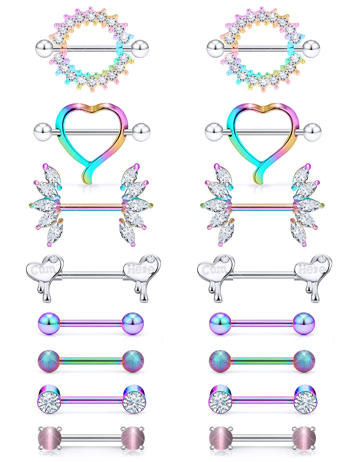1 Par De Pendient Pada Cruz Para Piercing De Pezón, Barra De Acero