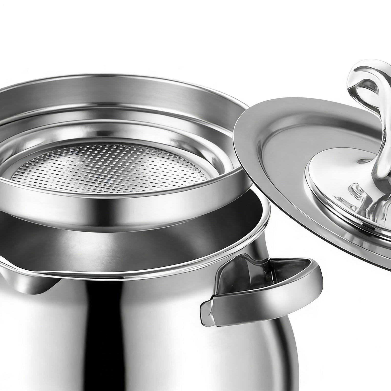 Recipiente de Grasa de Cocina,Bote De Acero Inoxidable Para Aceite,Contenedor De Grasa Con Tapa Colador | Para Cocina Cocinar Hornear Desayuno Brunch Comida Familiar