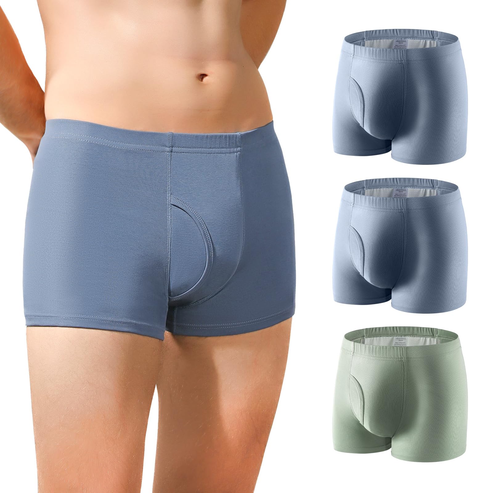 Carer Incontinence Underwear for Men Washable Urinary Incontinence Boxer Briefs 3 PCS Reusable Leak Proof Underwear for Men Protective Underwear for