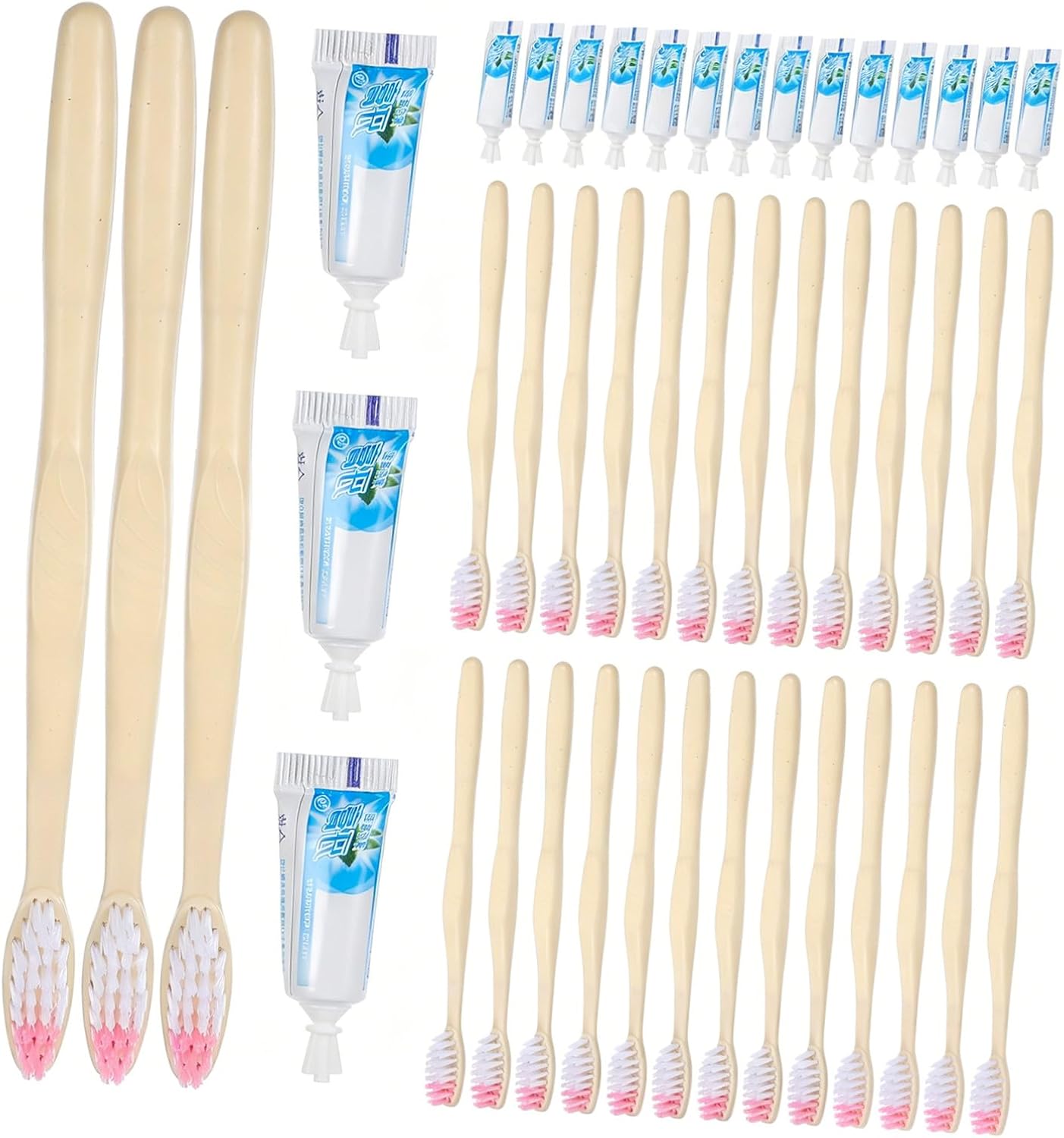 Disposable Toothbrush with Toothpaste Set, 100pcs Individually Wrapped Manual Travel Toothbrushes, OPP Packaging, Suitable for Hotels and Travel Use Style