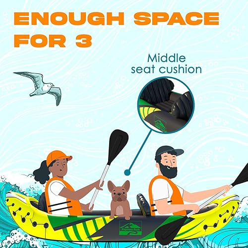 Miniatura 6 de KP Inflatable Kayak 2 Person with Sun Canopy (Detachable) + Kayaks for Adults + Waterproof Phone Bags + Adjustable Seats + 3rd Seat for DogChild +