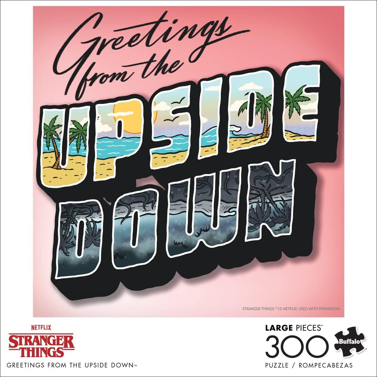 Buffalo Games - Stranger Things - Greetings from The Upside Down - 300 Piece Jigsaw Puzzle for Adults -Challenging Puzzle Perfect for Game Nights - Finished Size is 21.25 x 15.00