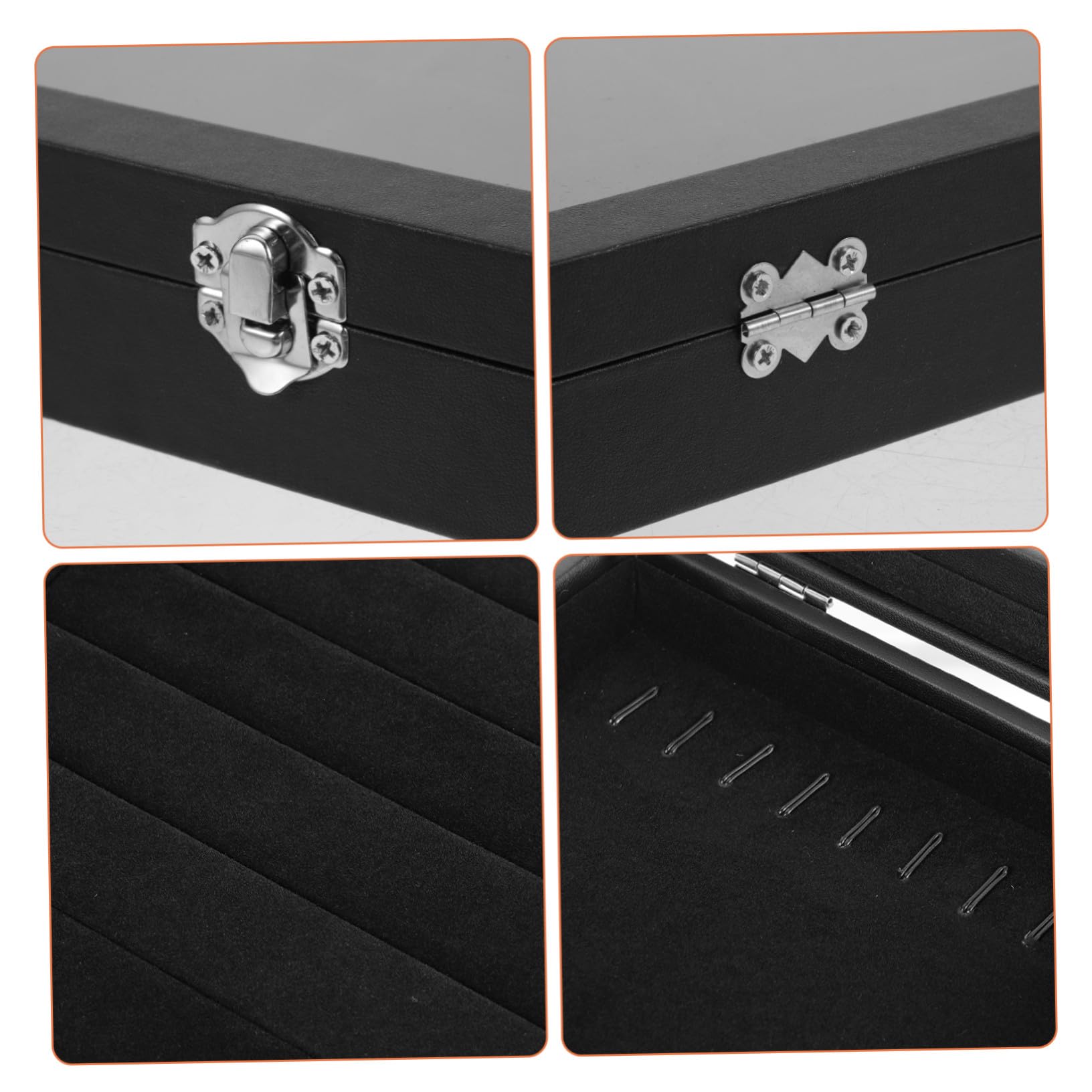 Hemobllo Caja de Almacenamiento de Joyas Negra con Tapa, Organizador de Collares y Anillos de Estilo Simple