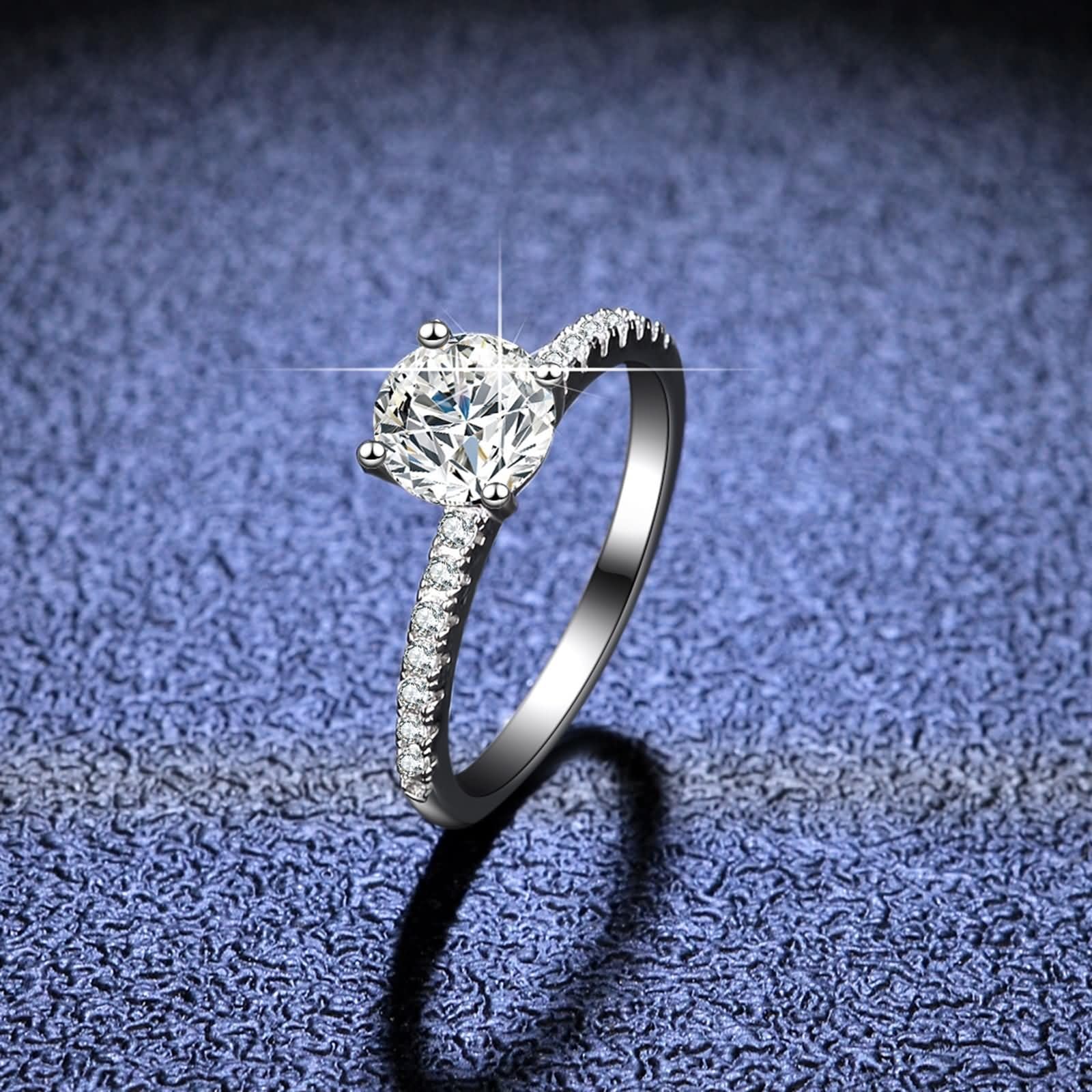 Anillos de oro para mujer, moissanite, 1 ct, oro blanco, solitario, anillos de boda, oro real para mujer