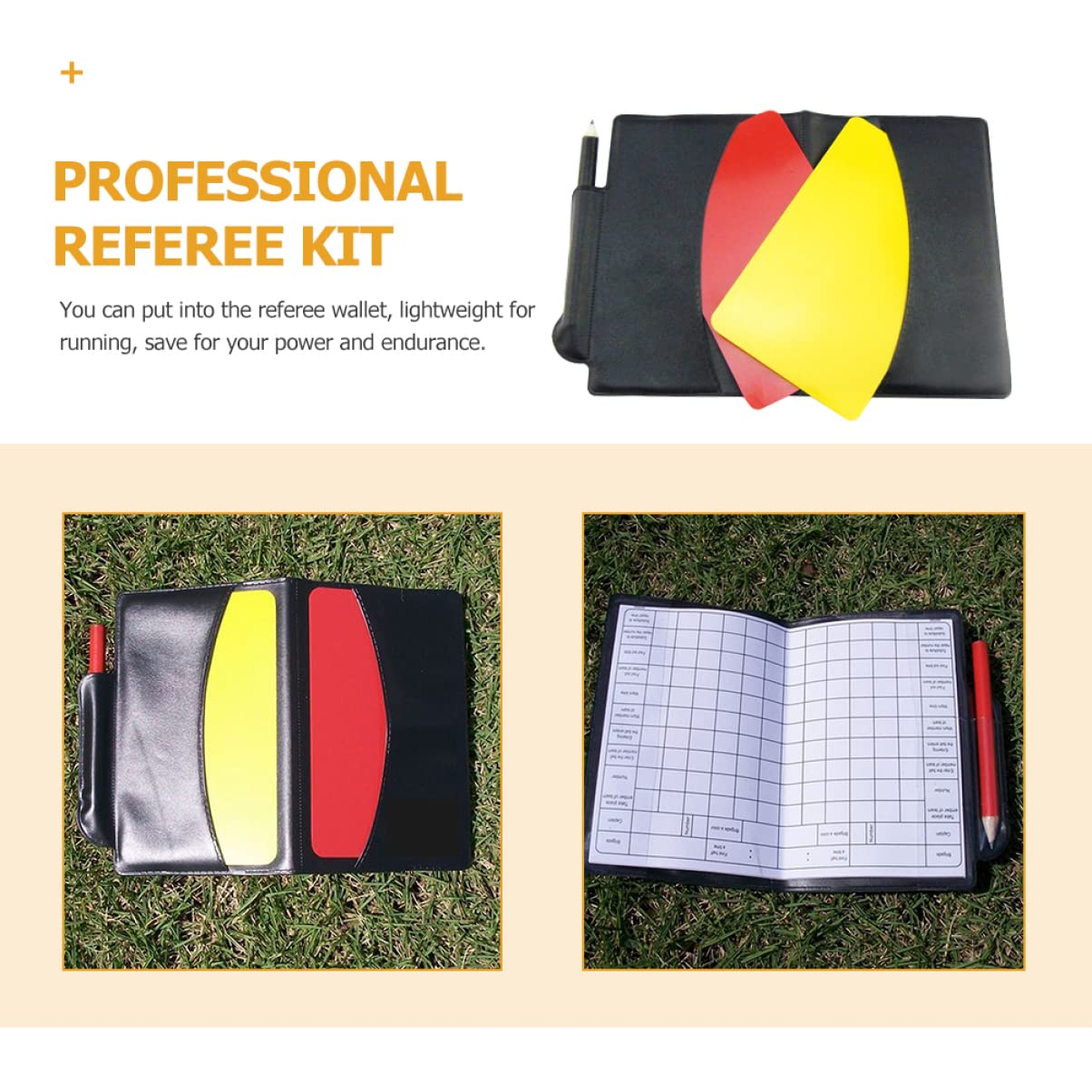 BESPORTBLE árbitro Tarjeta y Amarilla Plegable Tapas Etiqueta Cuaderno cadernos Tarjetas de Futbol portatiles Tarjetas de árbitro de polivinilo