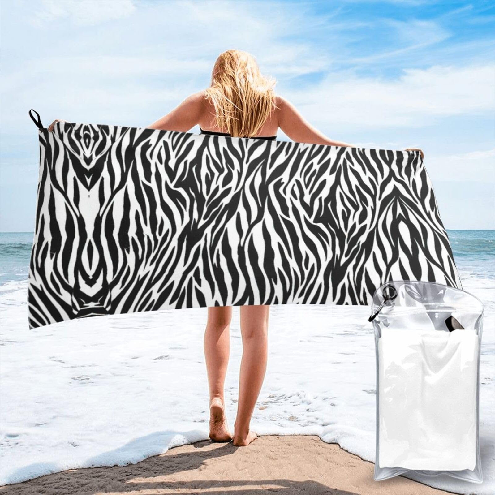 KAPPTYY Zebra Print Print Quick Dry Towel Bath Shower Beach Wrap For Gym Vacation Adults