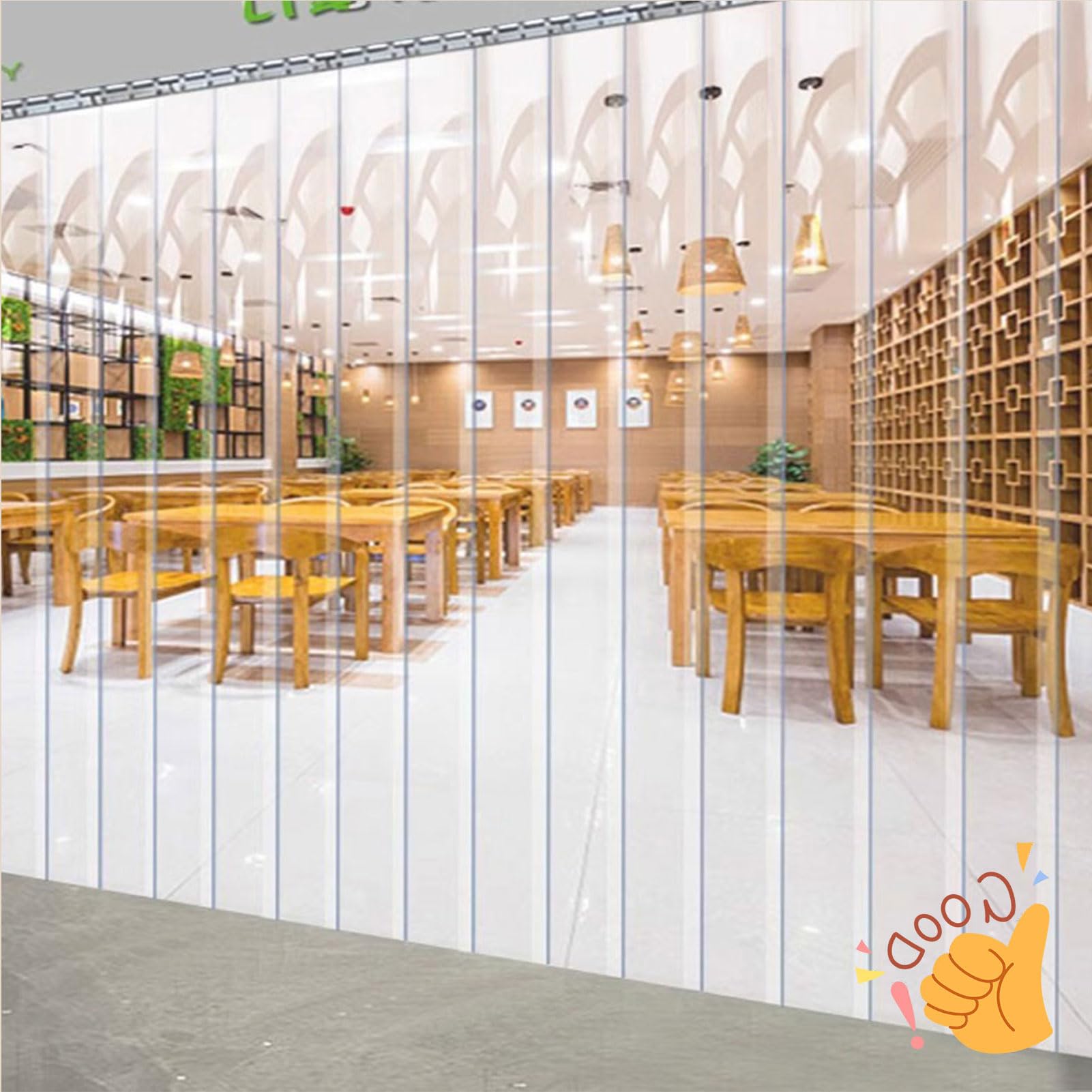 Tira industrial de PVC para puertas frías y almacenes, sin ftalatos, 1,2 mm de grosor, tamaño: 280 cm de alto x 105 cm de ancho, solut para hacer psing de carne y fácil acceso peatonal