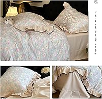 Vista 52 de 3 piezas de juego de funda de edredón tamaño individual XL, funda de edredón blanca con estampado floral azul, ropa de cama coquette de algodón