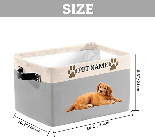 Miniatura 5 de Cesta de almacenamiento personalizada de juguetes para mascotas con asas, nombre y foto personalizados de la mascota, cajas de almacenamiento
