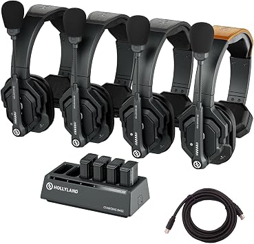 Hollyland HL-Solidcom SE-4S Global Version 4-Person Noise Cancelling Headset Intercom with HS-101 Gold Plated HDMI Cable