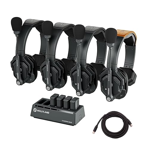Hollyland HL-Solidcom SE-4S (Global Version) 4-Person Noise Cancelling Headset Intercom with HS-101 Gold Plated HDMI Cable