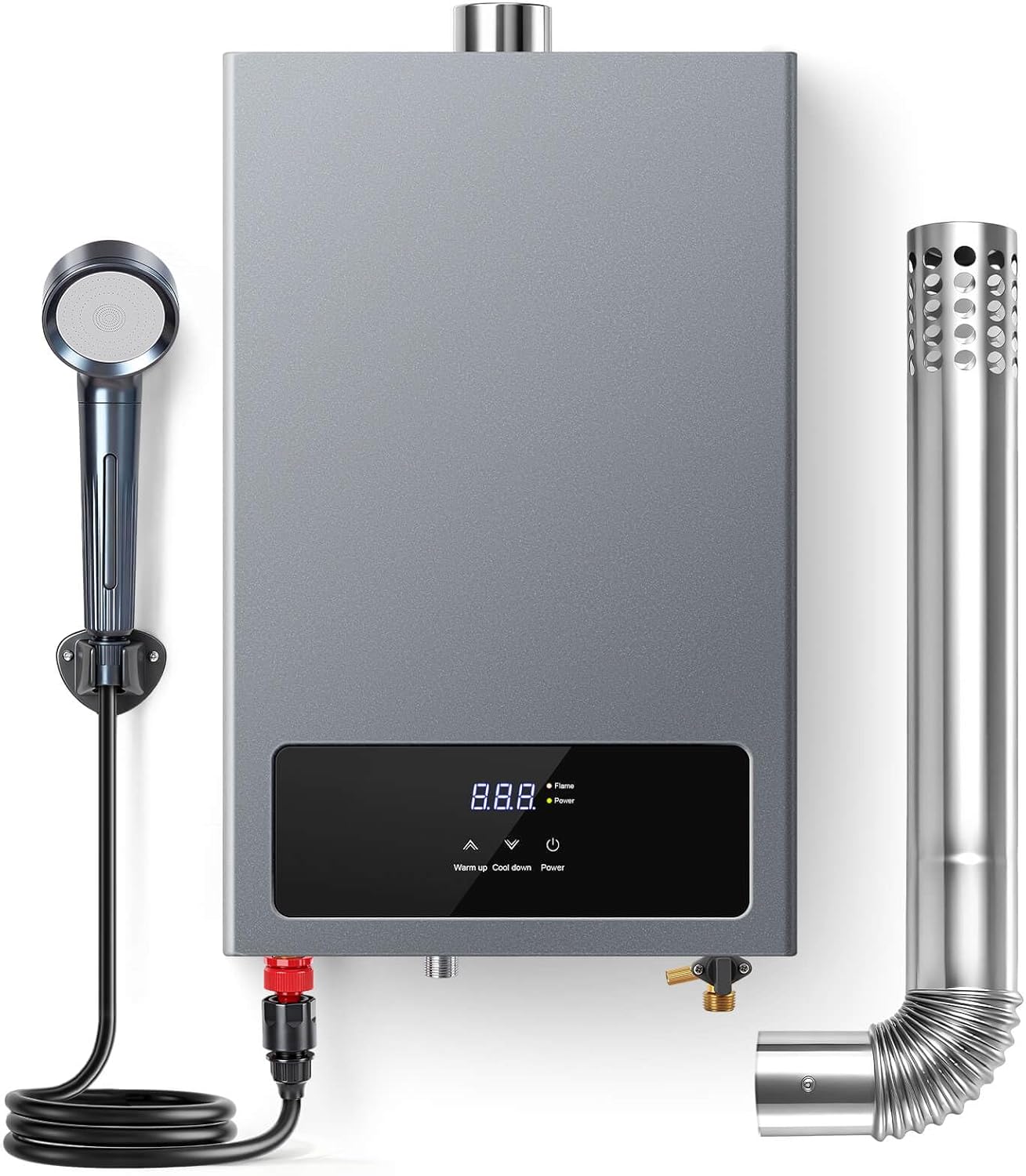 SNDOAS Tankless Water Heater Gas,Up to 4.75GPM 18L Water Heater Natural Gas with LED Display,102,000 BTU Instant Hot Water Heater On Demand for Whole House,Ultra Quiet,Forced Exhaust,Indoor Use