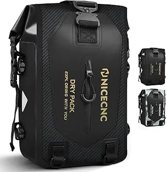 NICECNC Waterproof Motorcycle Crash Bar Bag 7L, Universal Dry Side Frame & Rear Seat Rack Bag, Black