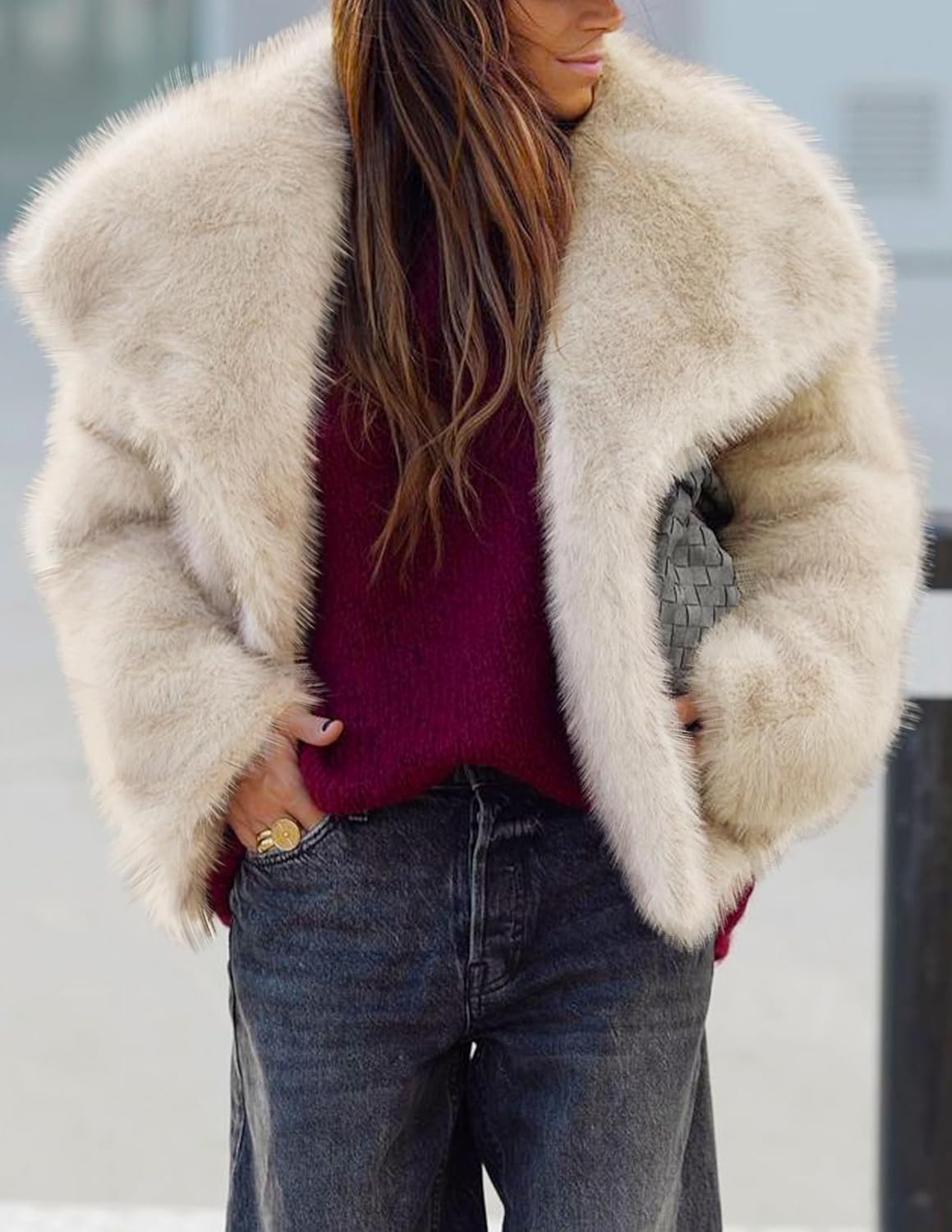 ZESICA Women's Winter Faux Fur Coats Fluffy Jacket 2026 Trendy Long Sleeve Lapel Shaggy Warm Outerwear with Pockets - Image 2