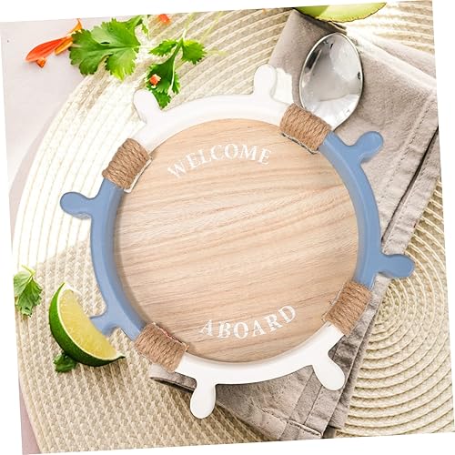 Miniatura 3 de OSALADI Bandeja de timón Bandeja de madera para café, bandejas decorativas para servir, platos de postre de madera, bandeja de almacenamiento de