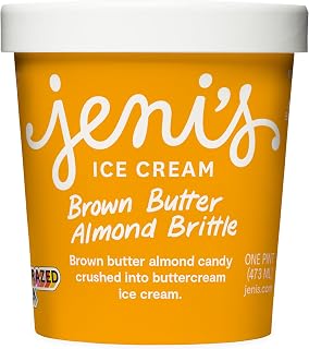 Jeni's Brown Butter Almond Brittle Ice Cream, 16 oz - Smooth Texture, Grass-Fed Dairy, Natural Ingredients, No Synthetics