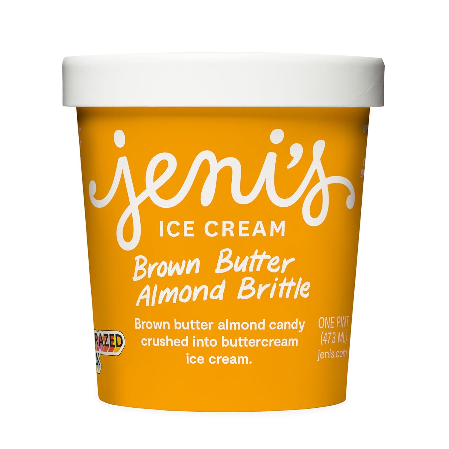 Jeni's Brown Butter Almond Brittle Ice Cream, 16 oz - Smooth Texture, Grass-Fed Dairy, Natural Ingredients, No Synthetics