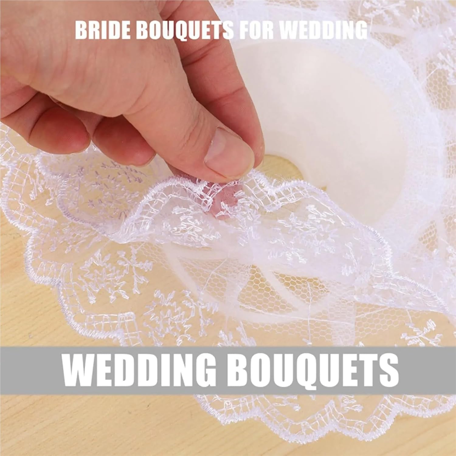 Bridal Bouquet Holder Collar Lace Floral Support 24 Pcs Lace Bouquet Collar, DIY Holder Wedding Bridal Decoration