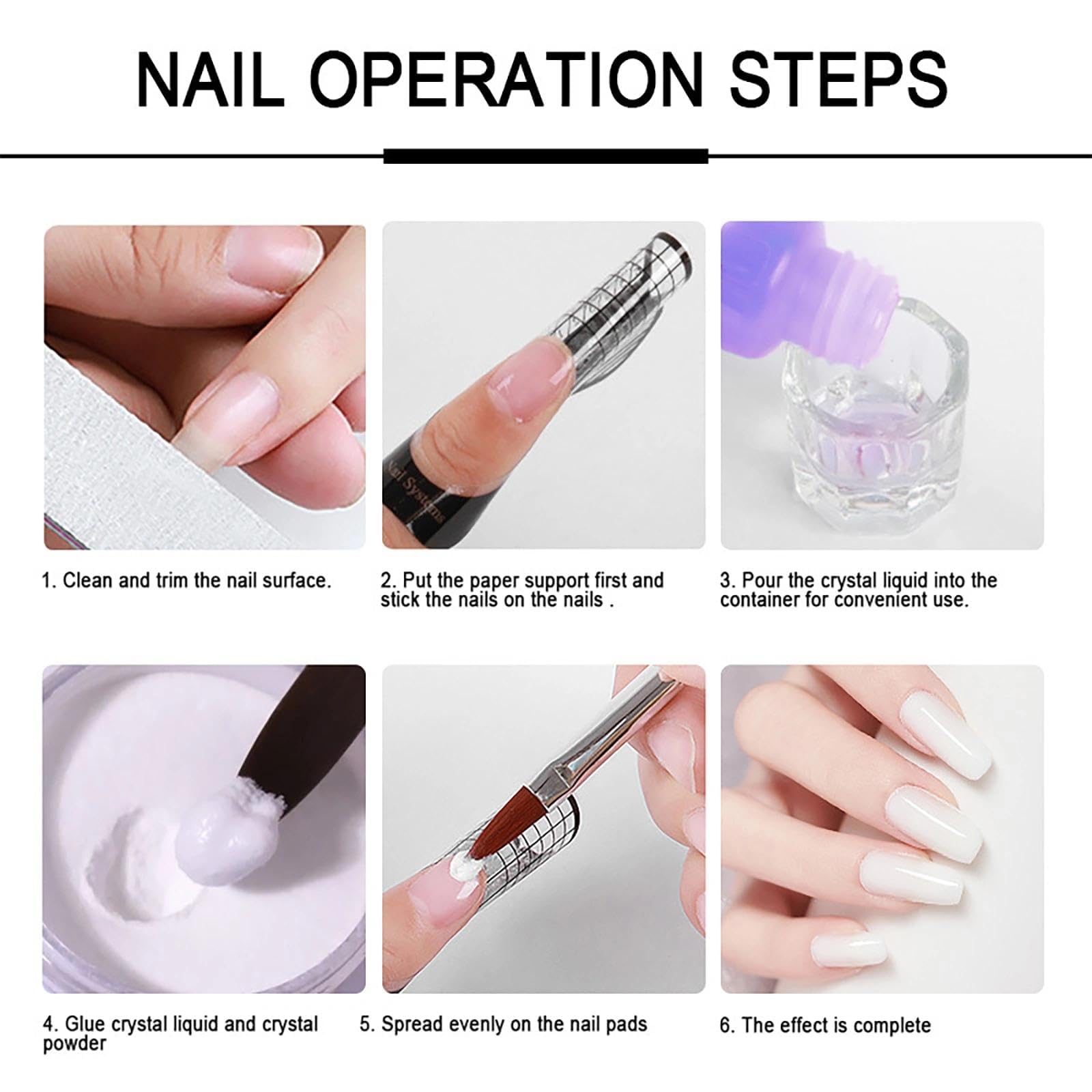 Set di polvere acrilica e liquido, 3 colori, pennello per nail art, forme, tazza di vetro, lima, kit di estensione per unghie per principianti – extension gel rapide