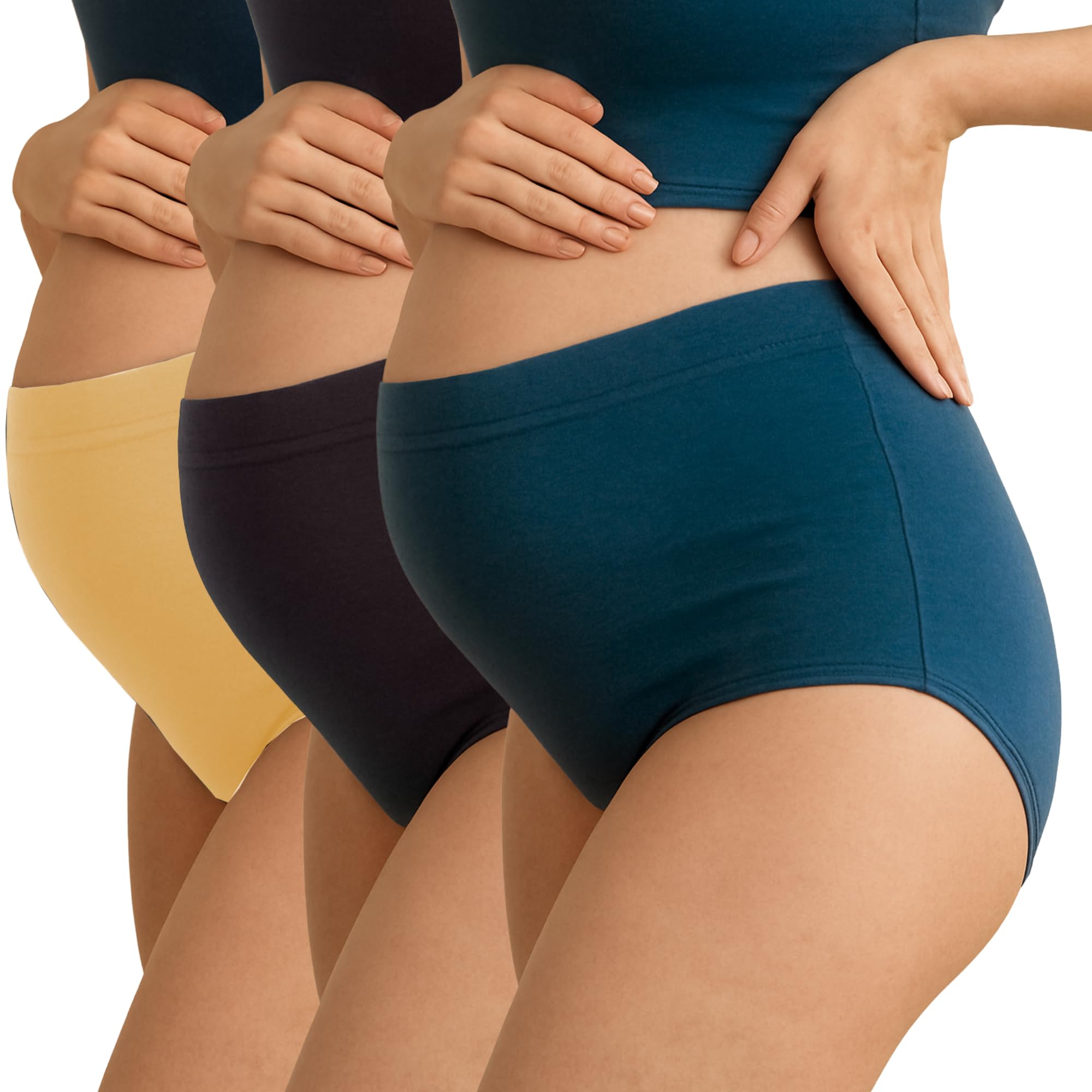 tummy Maternity Panty Pack of 3 | High Waist Over Bump Pregnancy Underwear | Bamboo Cotton for New Moms | Soft, Supportive & Comfortable Postpartum Recovery Panties-picture-15
