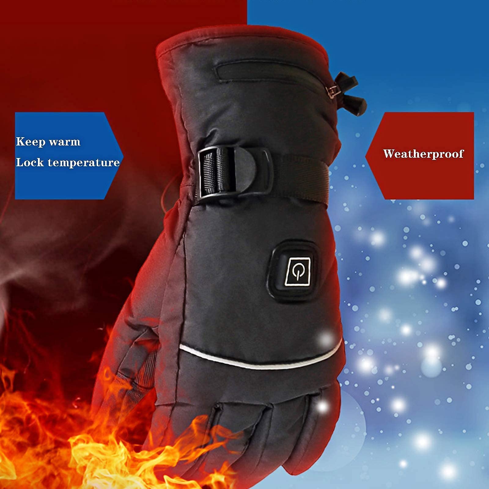 Guantes calefactables, 7.4V 3000MAH Guantes calefactores eléctricos con batería Recargable para Hombres y Mujeres, Invierno, Motocicleta, Ciclismo, Caza, Pesca, Nieve, Mitones, Cal
