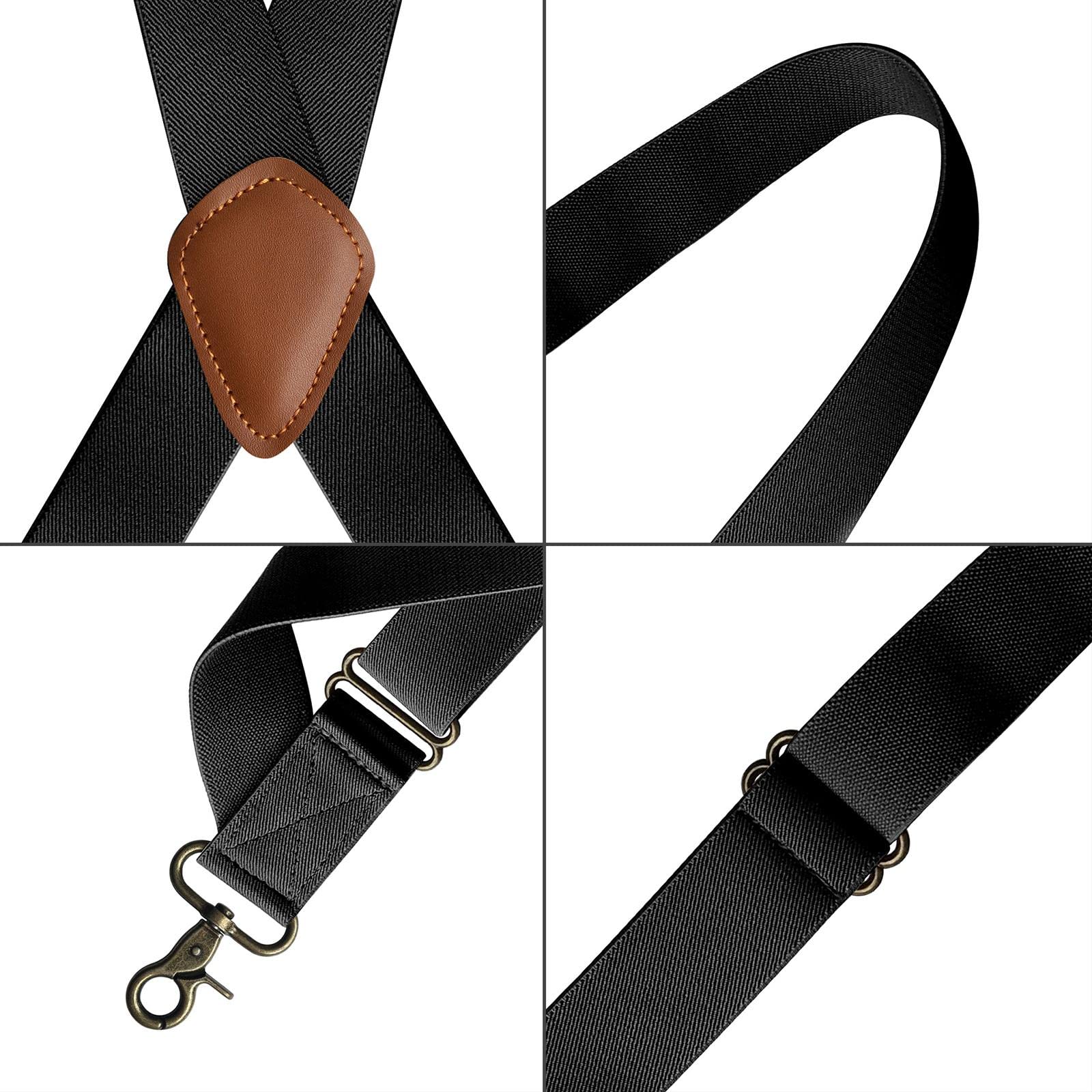 Tirantes giratorios para hombre en forma de X, elásticos, 3,6 cm de ancho, ajustables, color café