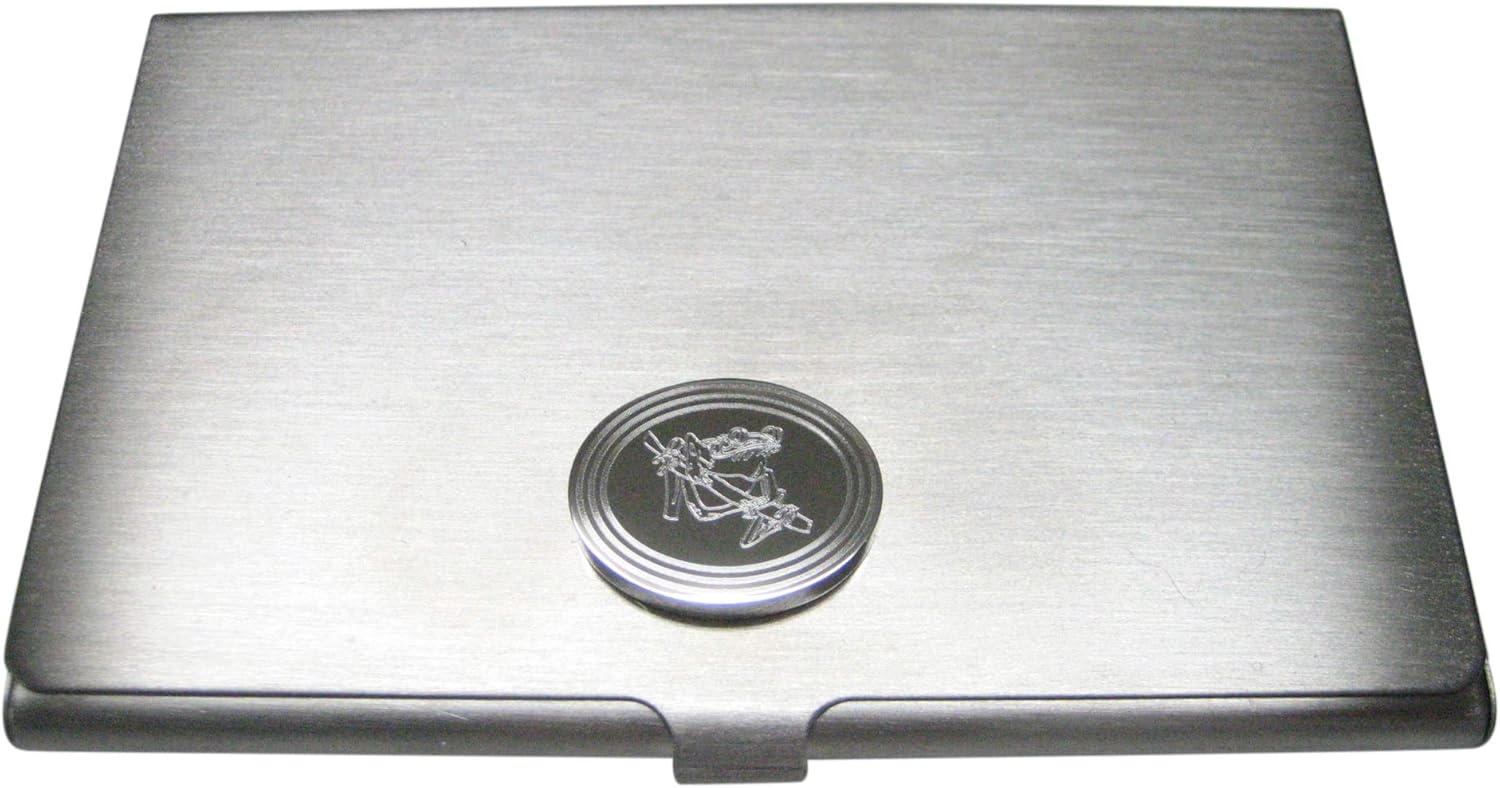 Kiola Designs Silver Toned Etched Oval Tropical Frog On Tree Business Card Holder