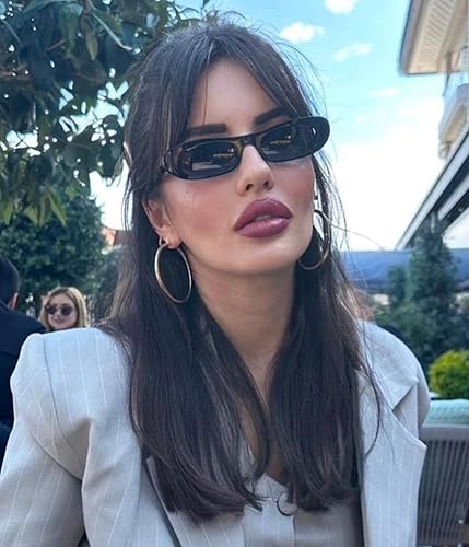 Miniatura 4 de EYLRIM Trend - Gafas de sol angostas con diseño de ojo de gato para mujer, diseño ovalado, color negro