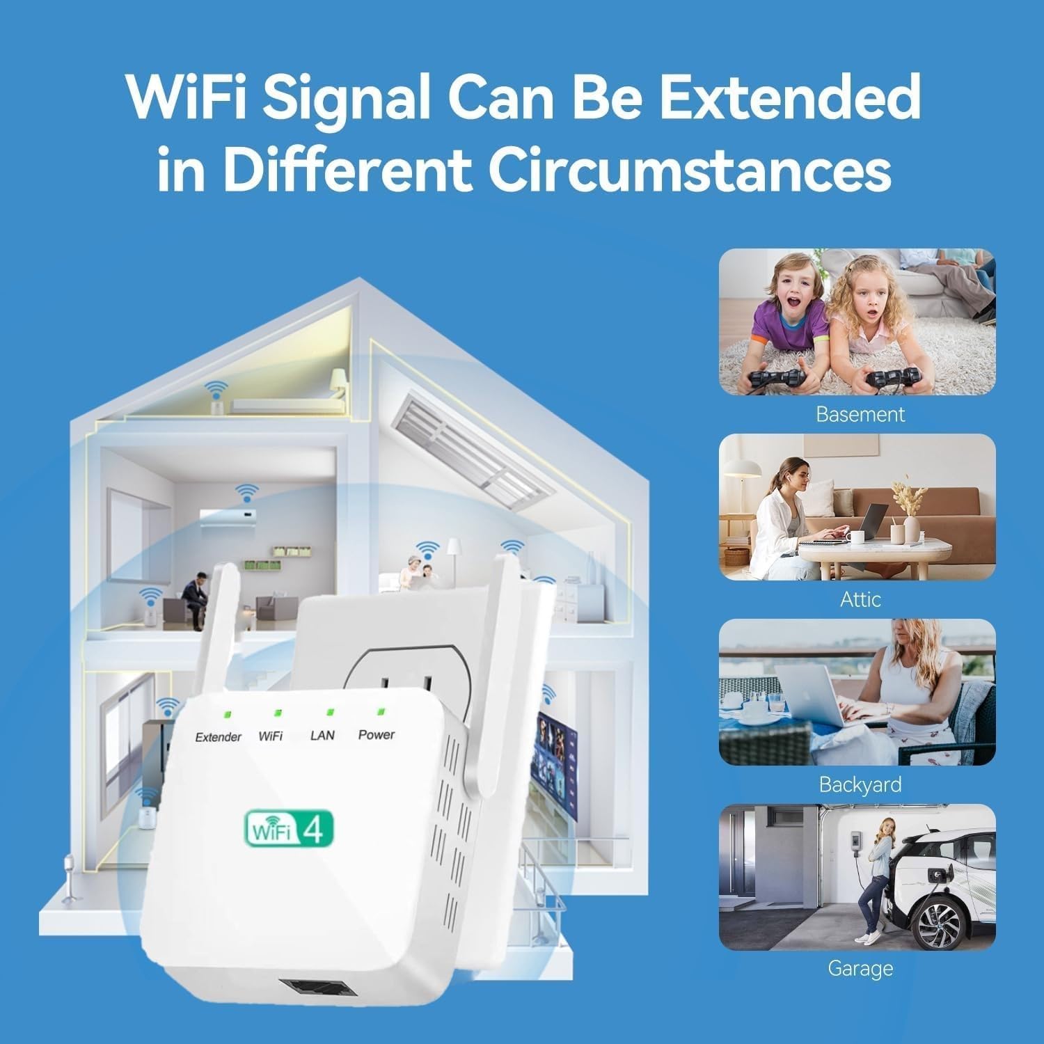 2026 WiFi Extender, WiFi Booster, WiFi Repeater, Covers Up to 4500 Sq.ft and 55 Devices, Internet Booster - with Ethernet Port, Quick Setup, Home Wireless Signal Booster（White） — view 4