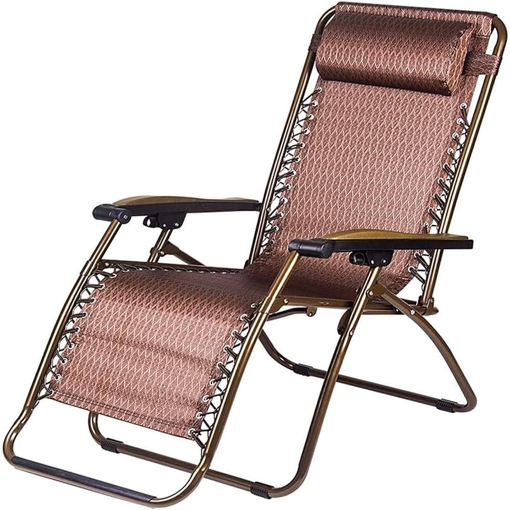 Chaise longue jardin marron pliante avec accoudoirs larges pour détente en plein air
