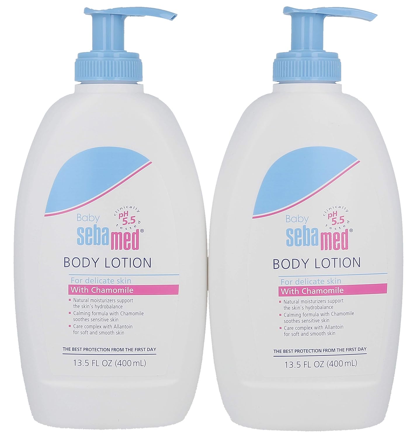 SEBAMED Baby Lotion pH 5.5 Ultra Mild Hydration Dermatologist Recommended Non-Greasy Moisturizer for Delicate Skin 13.5 Fluid Ounces (400 Milliliters) Pack of 2