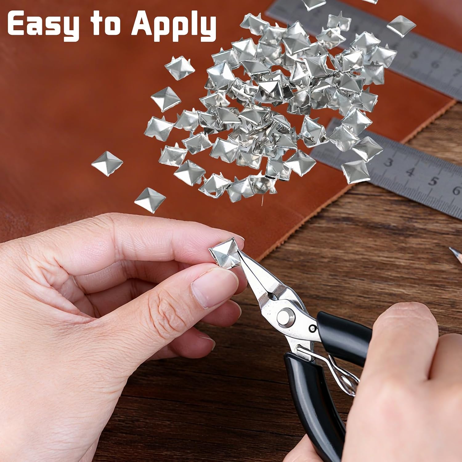 1000PCS Pyramid Studs for Clothing Leather, Metal Square Spikes for DIY Leathercraft, Jackets, Belts, Bags, Shoes – Metal Punk Stud Rivets for Clothing Decoration